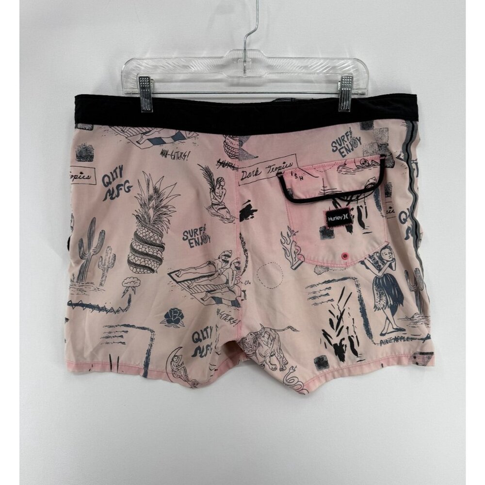 Hurley Phantom Doom Board Shorts Mens 36 7" Pink Swim Trunks - Picture 2 of 7